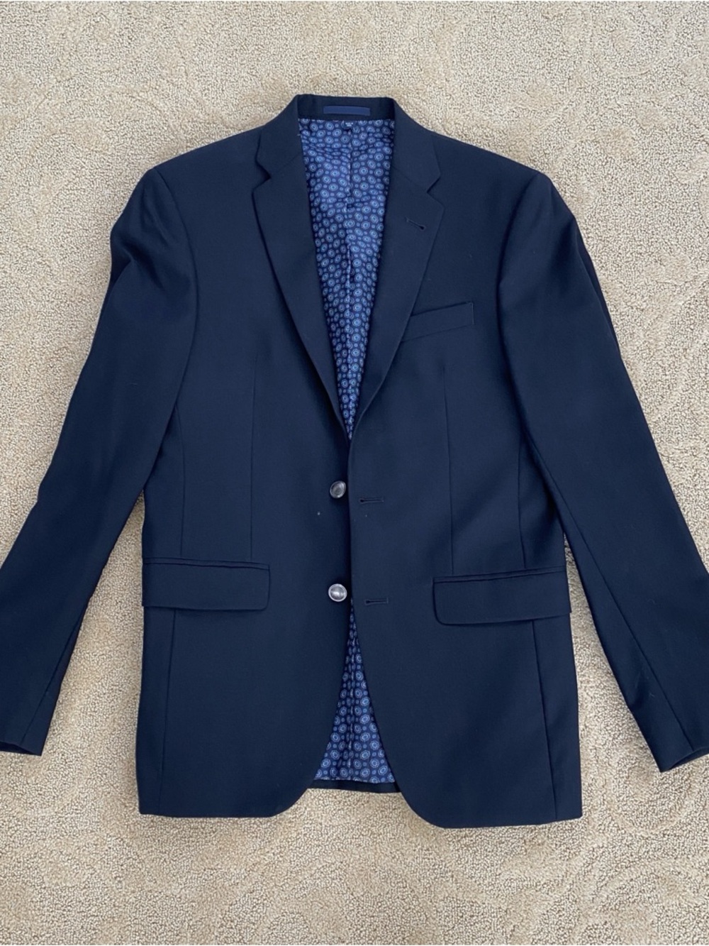 Jos A Bank Men’s 100% Wool Sports Coat Blazer Slim Fit Navy Blue 36 Reg Tailored